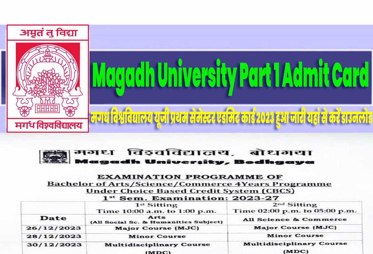 Magadh University Part 1 Admit Card 2023 27 मगध वशववदयलय यज