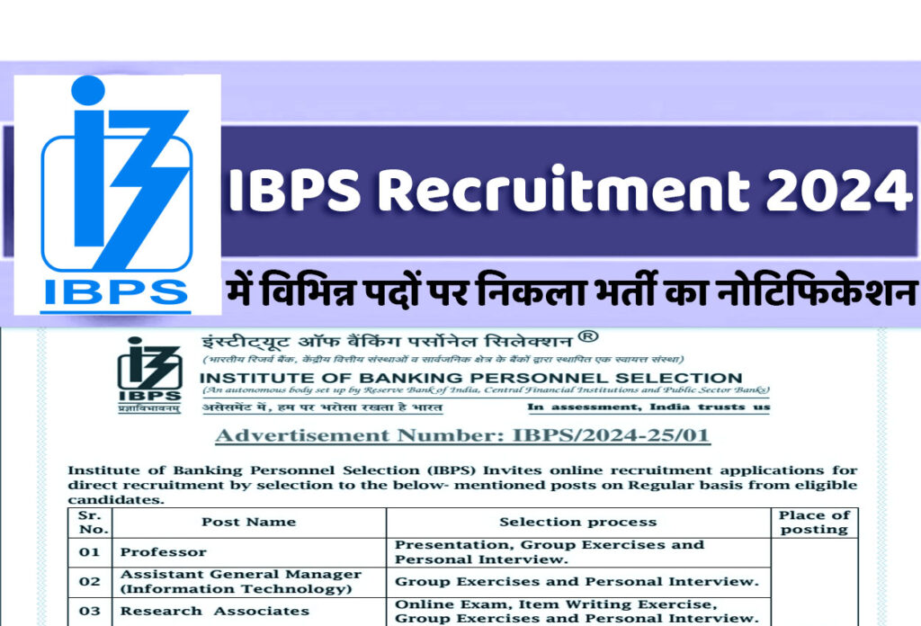 IBPS Recruitment 2024 आईबीपीएस भर्ती 2024 में विभिन्न पदों पर निकला भर्ती का नोटिफिकेशन www.ibps.in